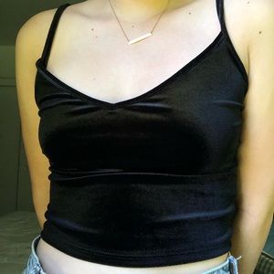 Forever 21 black velvet low-cut tank